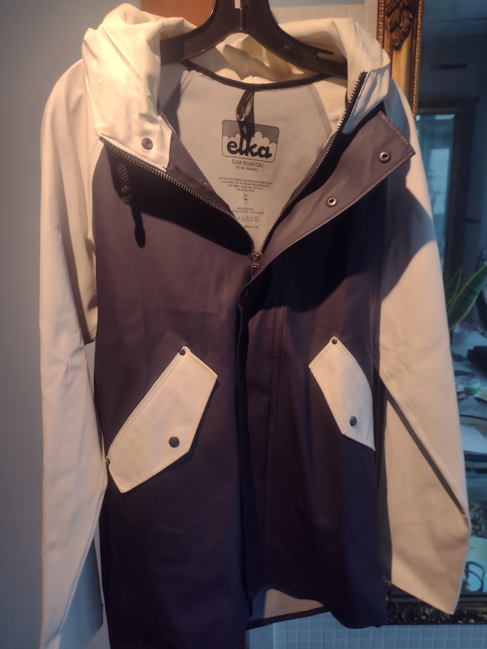 Elka Two-Tone Navy and White Hooded Jacket